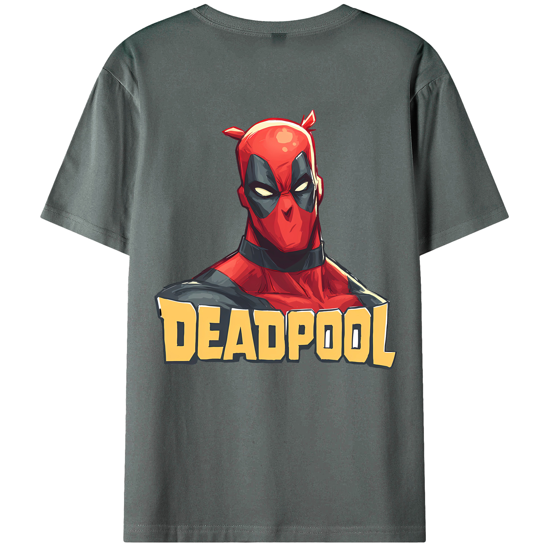（画像用） Deadpool デッドプール 綿100％ メンズ半袖Tシャツ（バックプリント） 通気性